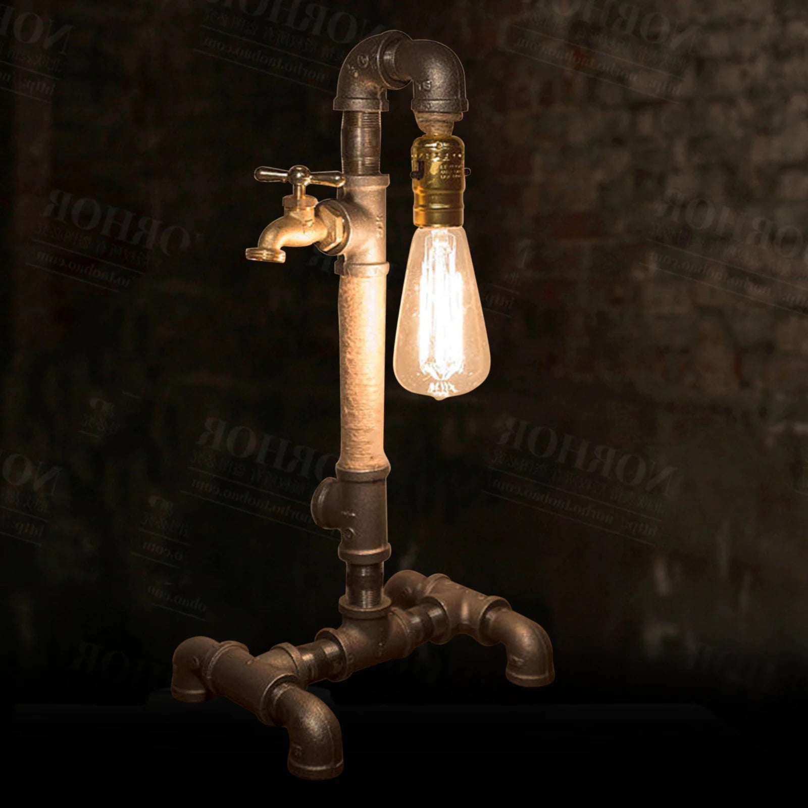 Lampes à conduite d'eau rétro industrielles Vintage en fer rouille E27 pour café - vue 6 sur 6