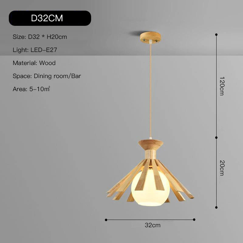 Nordische LED-Pendelleuchte aus Holz für stilvolle Wohnraumdekoration 2024
