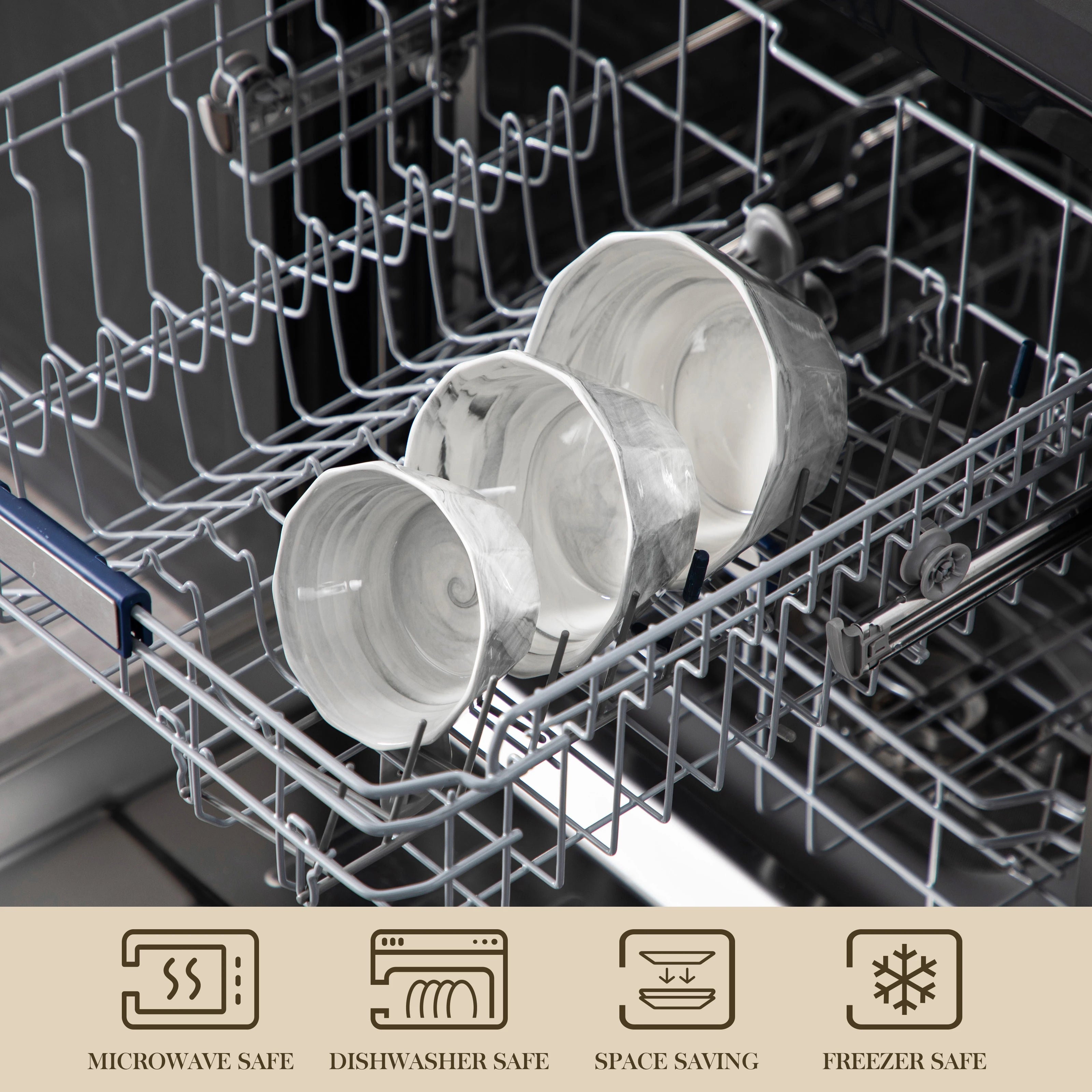 service table 3 bols ceramique effet marbre elegant - vue 4 sur 6