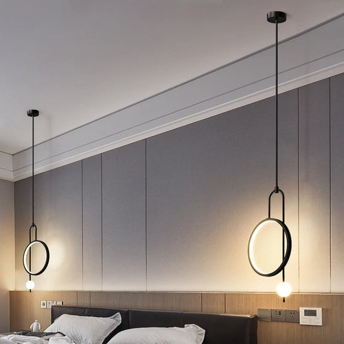 SANDYHA Moderne suspension Plafonnier anneau rond verre décoration de la maison accessoires chambre salle à manger Lustre intérieur