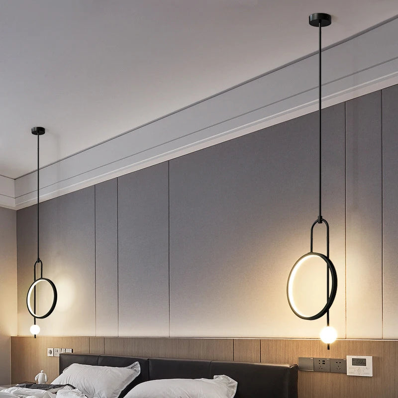 SANDYHA Moderne suspension Plafonnier anneau rond verre décoration de la maison accessoires chambre salle à manger Lustre intérieur - vue 5 sur 10