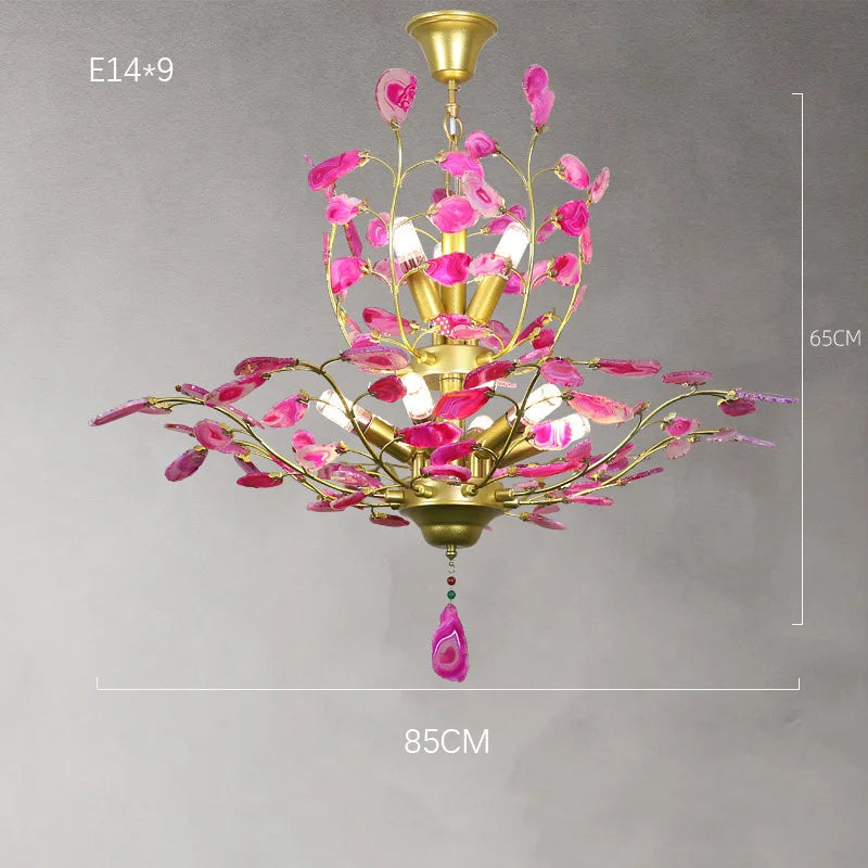 Kronleuchter LED aus natürlicher Achat ideal für romantische Dekoration