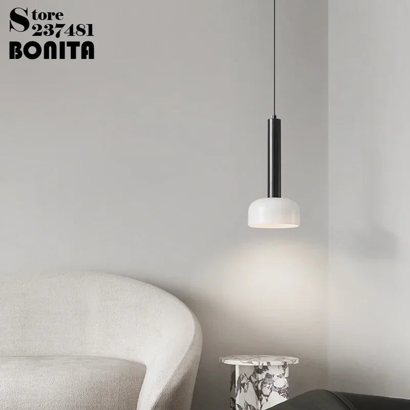 lustre moderne en verre laiteux pour éclairage intérieur décoratif - vue 7 sur 8