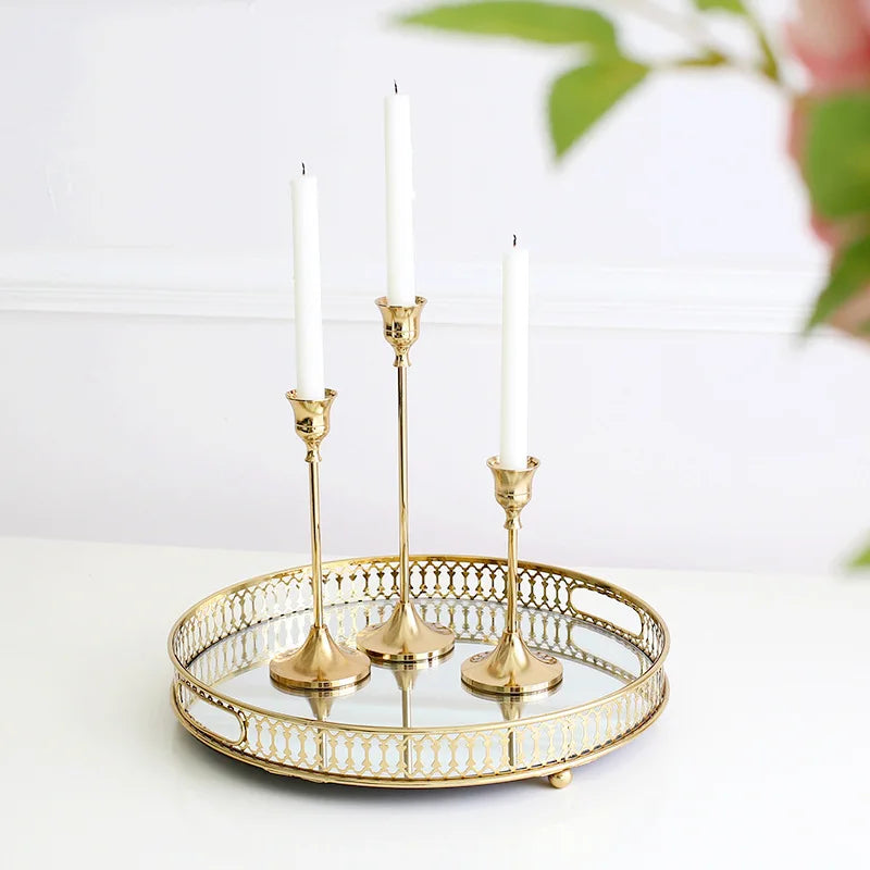 lot de 3 bougeoirs en métal pour décoration élégante et festive - vue 6 sur 10