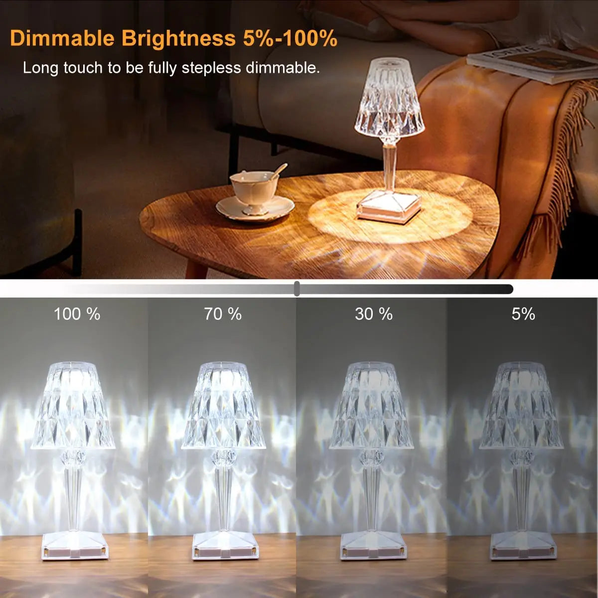Lampe de Table Led en diamant - vue 6 sur 9