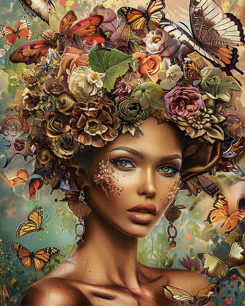 peinture par numéros ethnique fille papillon fleur kit artistique