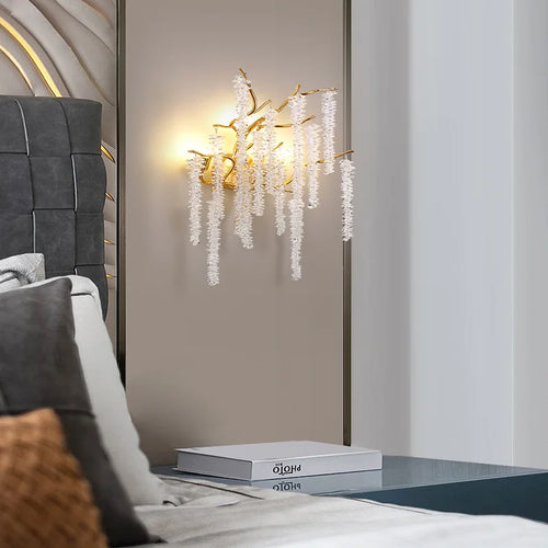 Moderne LED-Wandleuchte im Art-déco-Design mit Kirschblütenzweigen - vue 4 sur 10
