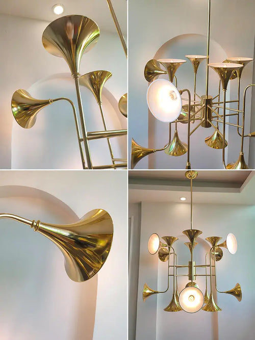 plafonnier led design corne d'or pour décoration intérieure créative - vue 5 sur 5