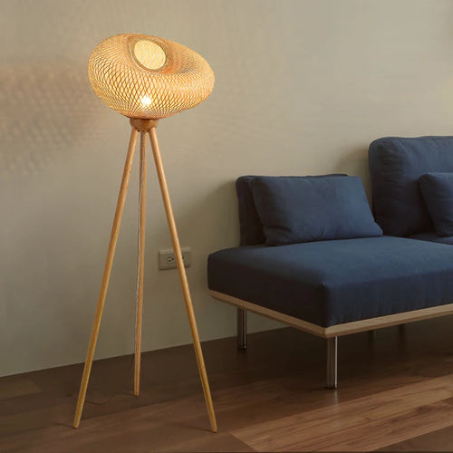 Japanischer Retro-Art Stehleuchte aus Bambus für elegantes Interieur - vue 2 sur 9