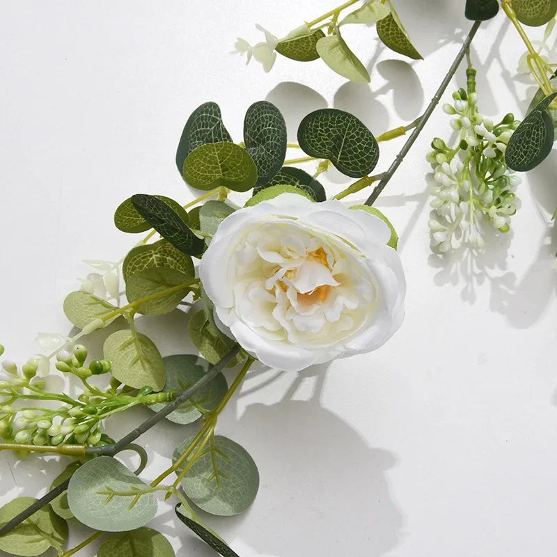 simulation de plante verte roses en soie décoration florale artificielle - vue 3 sur 6