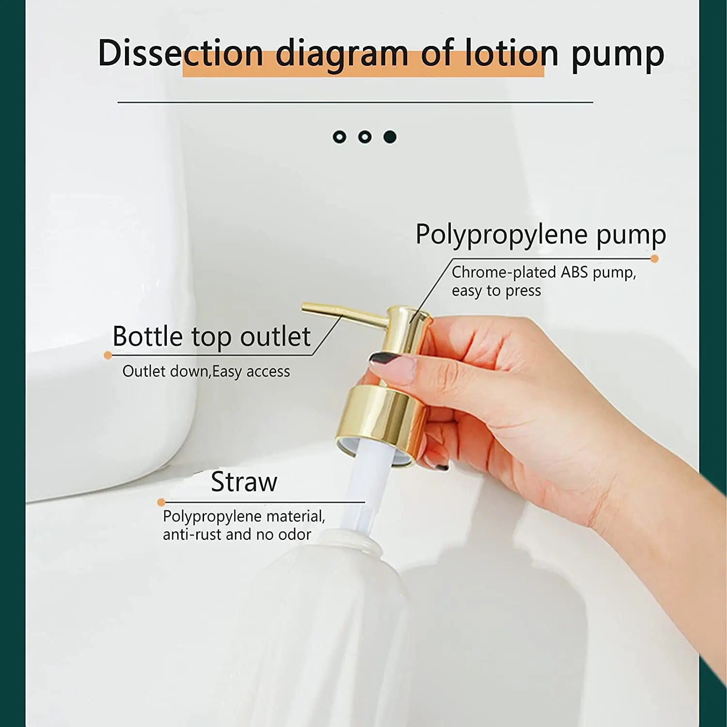 distributeur de savon en céramique avec pompe rechargeable pour liquide - vue 4 sur 6