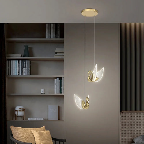 LED-Pendelleuchte nordisches Design Schwan Luxus - vue 2 sur 12