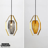Kristall-Pendelleuchte mit Metallring nordisches Design elegant
