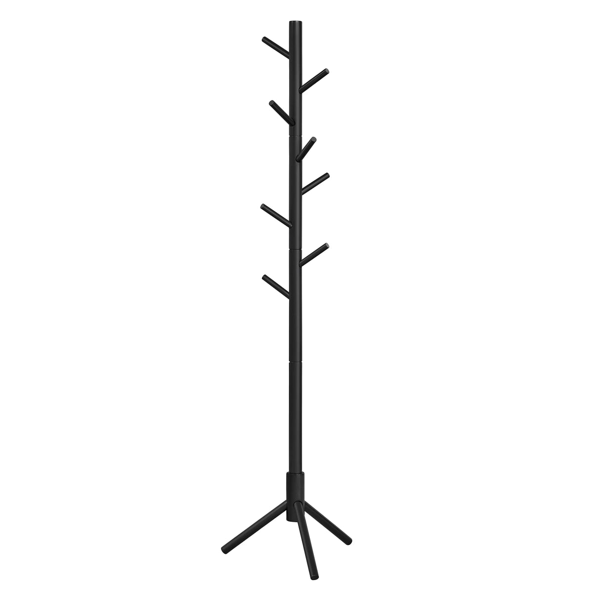 VASAGLE Standing Coat Rack, Solid Wood Coat Rack, Tree-Shaped Coat Rack with 8 Hooks, 3 Height Options, for Clothes, Hats, Bags