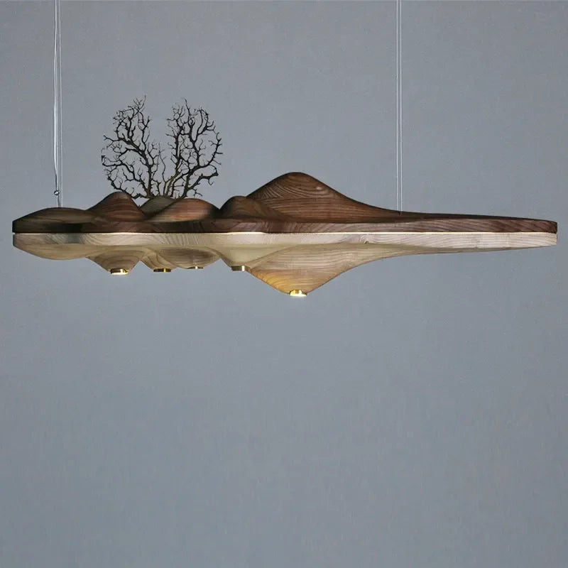 suspension nordique moderne en bois et résine décorative