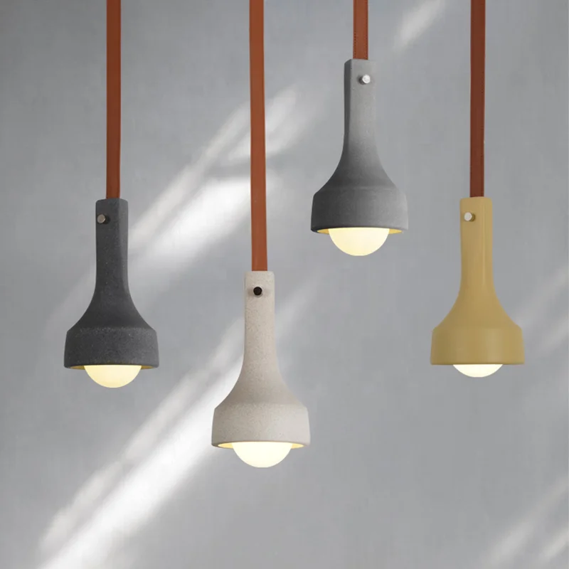 Suspension industrielle en cuir et ciment rétro décoratif