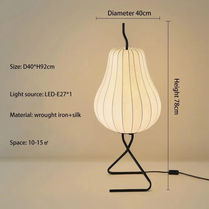lampadaire en soie japonaise design wabi sabi pour décoration intérieure créative - vue 8 sur 8