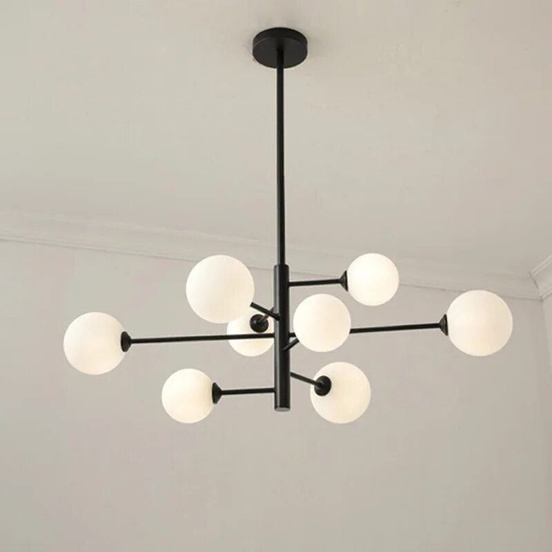 Lustre moderne en verre et laiton