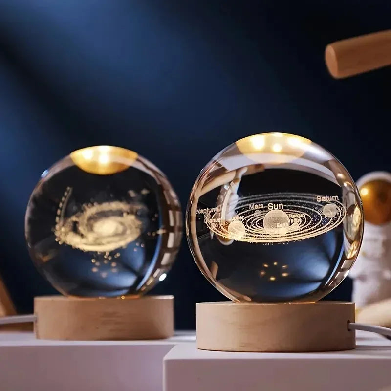 boule de cristal 3D système solaire planète lumineuse cadeau passionnés espace - vue 2 sur 10