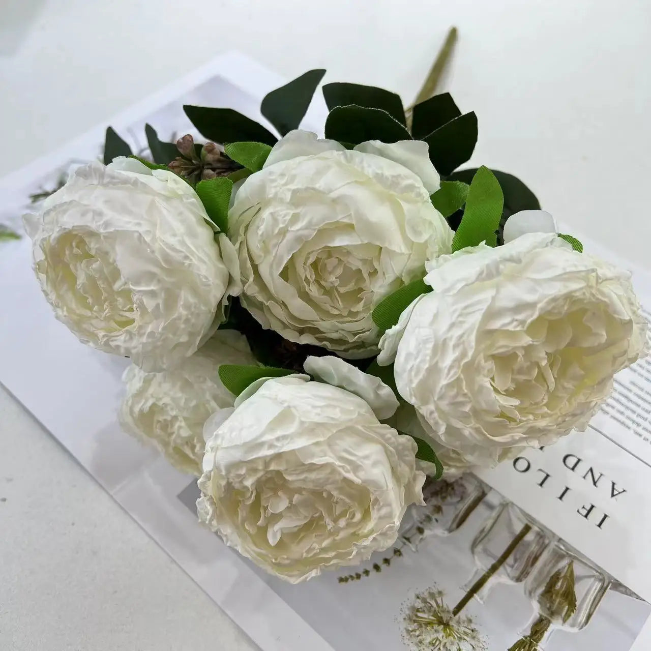 fleurs artificielles bouquet de pivoines pour mariage et décoration - vue 2 sur 13