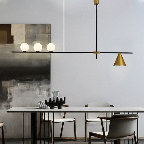 lustre industriel minimaliste en verre et led design - vue 2 sur 18
