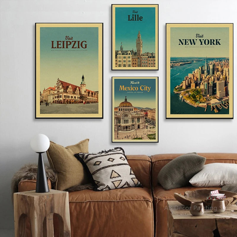 affiche vintage de voyage dans le monde entier