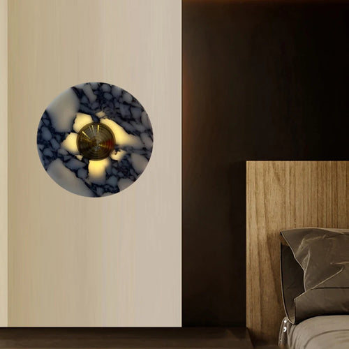 Applique murale led en marbre naturel pierre et métal doré éclairage d'ambiance 3000k