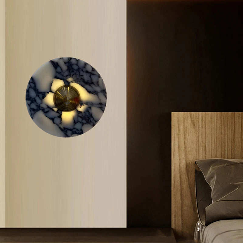 applique murale style art déco en pierre et métal doré - vue 3 sur 8