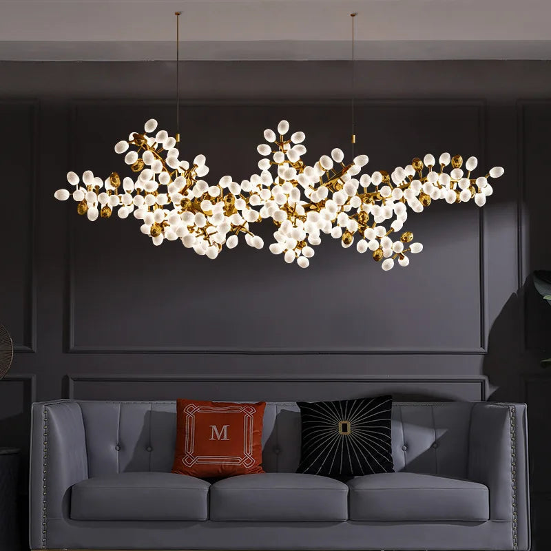 Lustre en verre blanc de luxe postmoderne - vue 5 sur 6