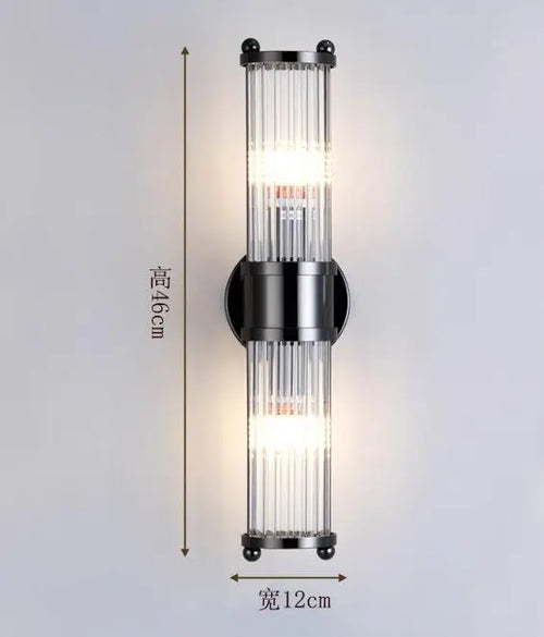 applique murale en cristal à rayures chromées et noires pour intérieur