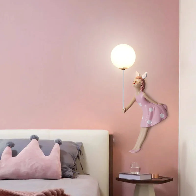 applique murale créative 3d pour fille abat-jour lune pour crèche - vue 5 sur 8