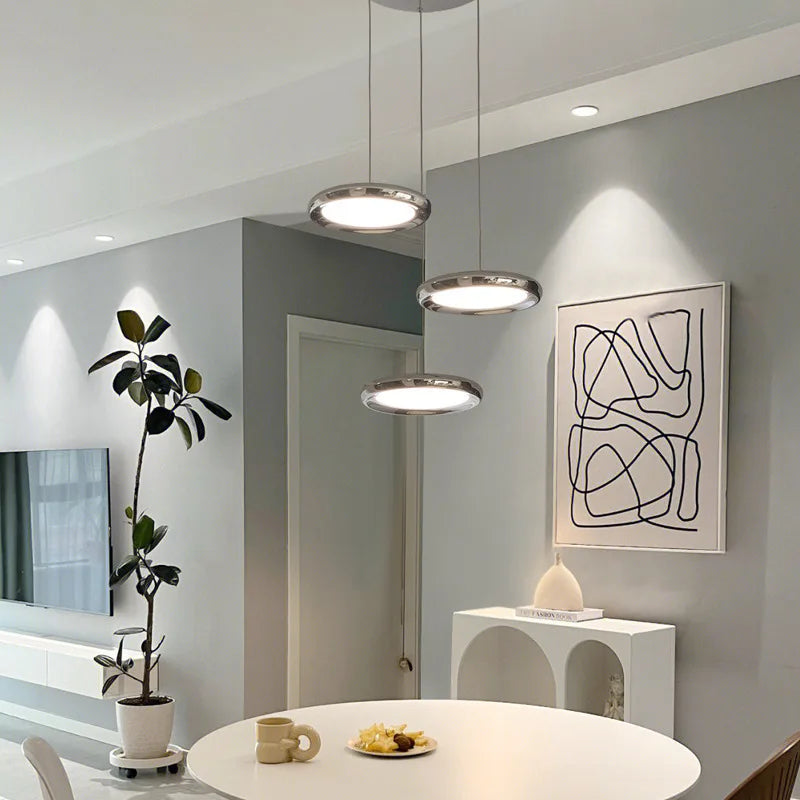 lustre en aluminium led design plaqué circulaire - vue 6 sur 18