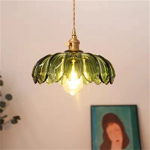 Vintage Pendelleuchte aus gefärbtem Glas für stilvolle Inneneinrichtung - vue 6 sur 11