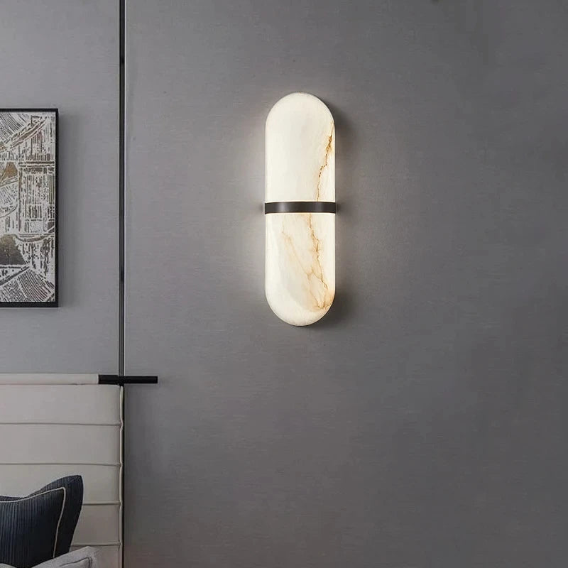 Semi-cylindre applique murale Led 18W Imitation marbre décor lampe de chevet salon salle à manger salle de bain porte couloir applique lumières - vue 5 sur 8
