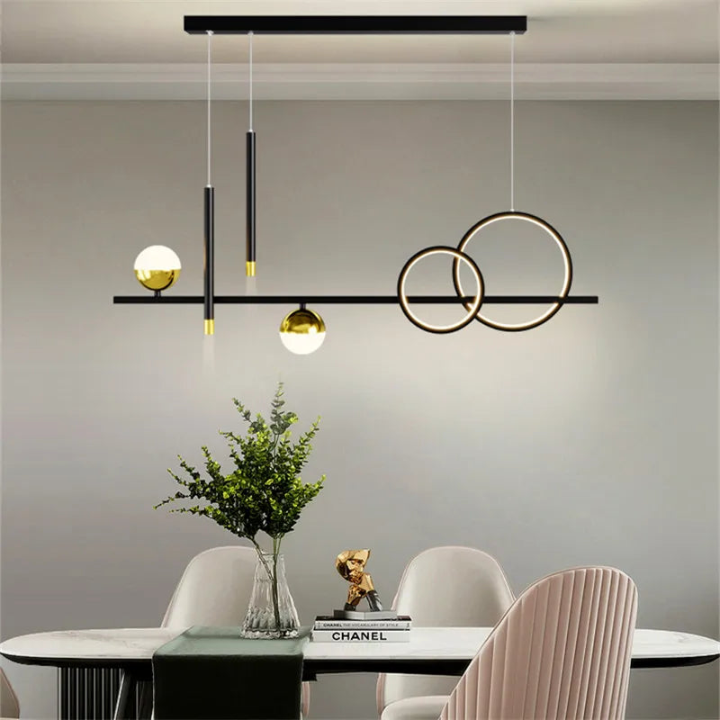 lustre linéaire nordique éclairage esthétique pour décoration intérieure - vue 6 sur 8