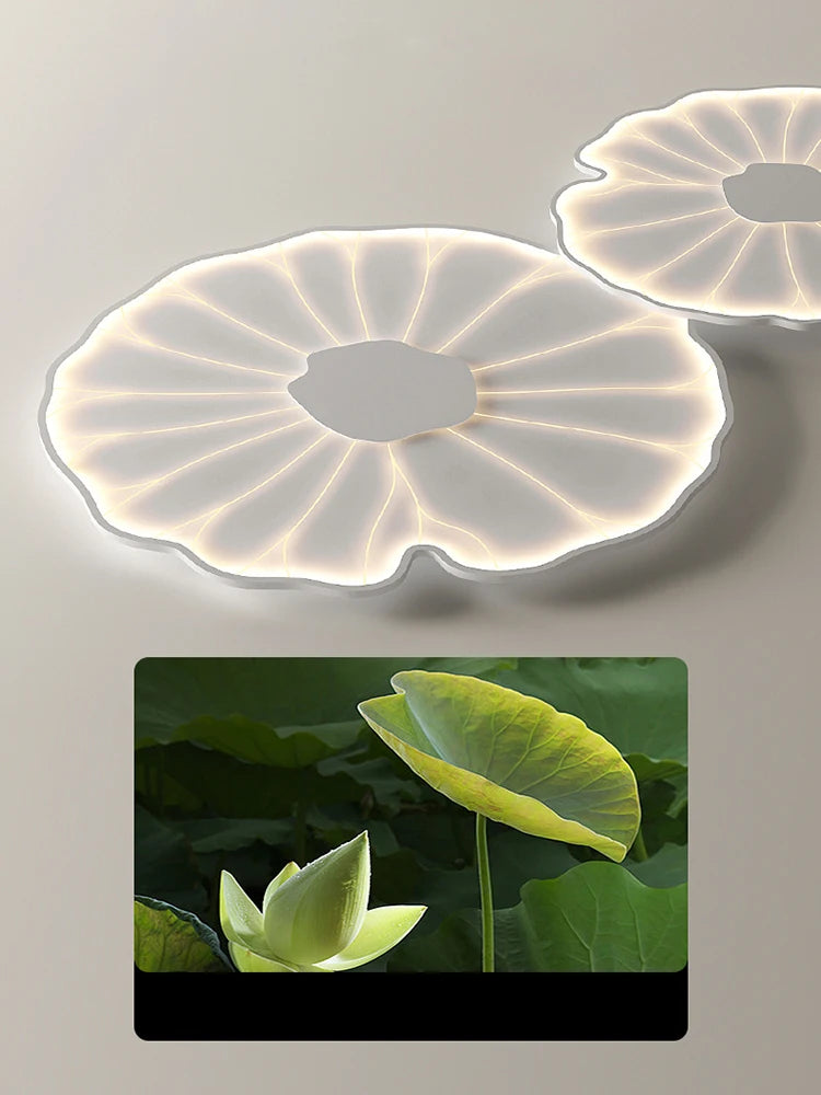 plafonnier led créatif en forme de feuille de lotus décoratif - vue 4 sur 18