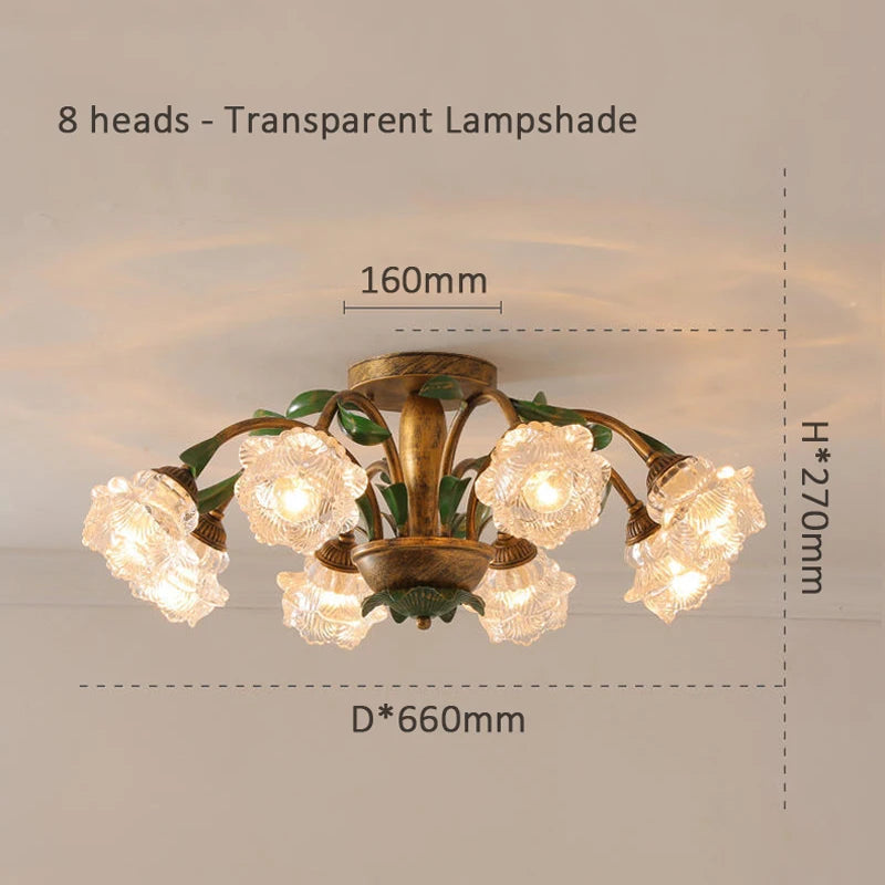 plafonnier led en verre 8 têtes style jardin français moderne pour magasin de fleurs - vue 6 sur 8