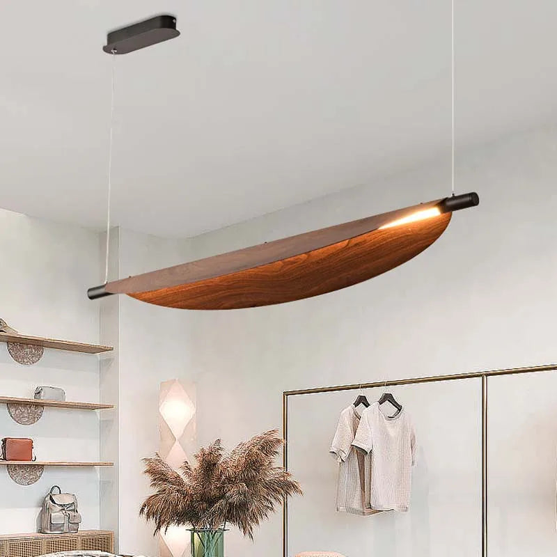 lustre japonais en bois de noyer style rétro pour décoration intérieure - vue 4 sur 10