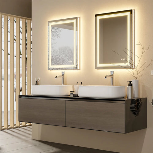 miroir LED de luxe en cristal transparent étanche à intensité variable - vue 3 sur 9