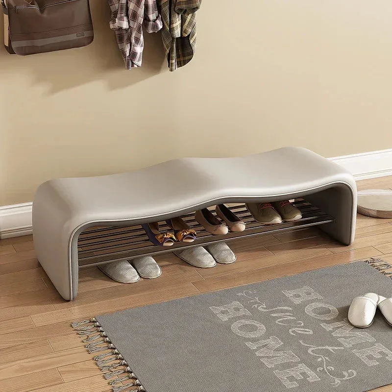 banc de rangement minimaliste pour chaussures avec siège design - vue 12 sur 12