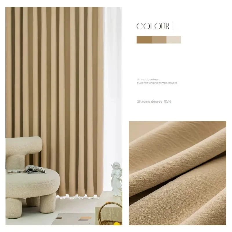 Rideau occultant style minimaliste plissé pour salon chambre