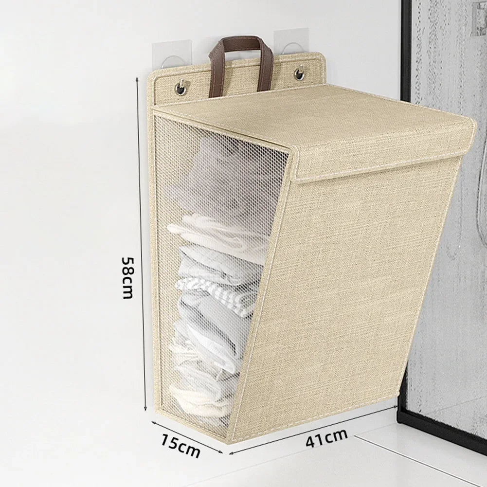 panier à linge adhésif pliable mural multifonctionnel pour vêtements - vue 10 sur 10