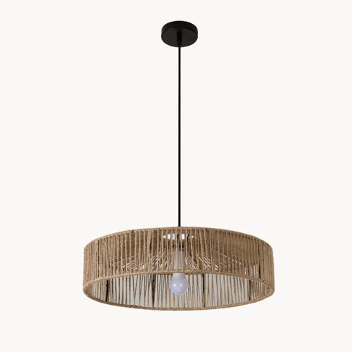 Pendelleuchte aus Rattan im asiatischen Stil mit dimmbarem Leuchtmittel und verstellbarem Kabel - vue 7 sur 8