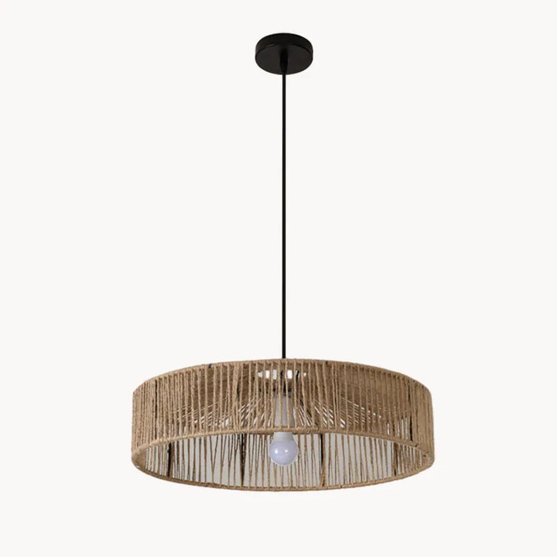 Pendelleuchte aus Rattan im asiatischen Stil mit dimmbarem Leuchtmittel und verstellbarem Kabel - vue 6 sur 8