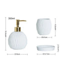 Nordic Bathroom, Dark Green Ceramic Embossed Shape, Soap Dispenser, Dish, Mouthwash Cup, Bathroom Supplies, Set
