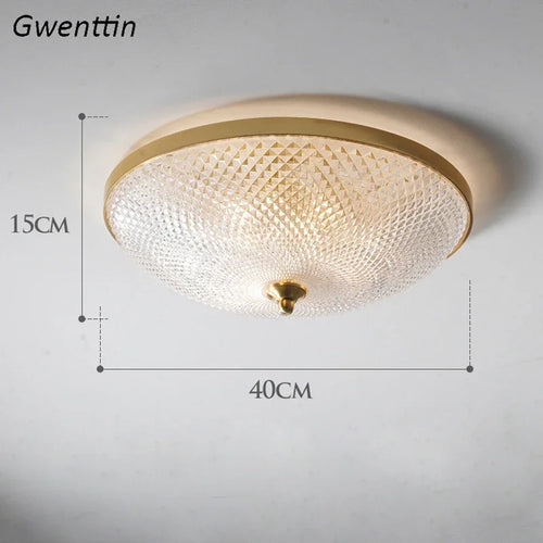 Plafonnier américain en cuivre et verre