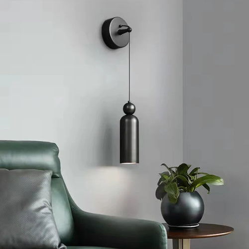 Minimalistische Wandleuchte aus Messing mit verstellbarem Kabel - vue 5 sur 8