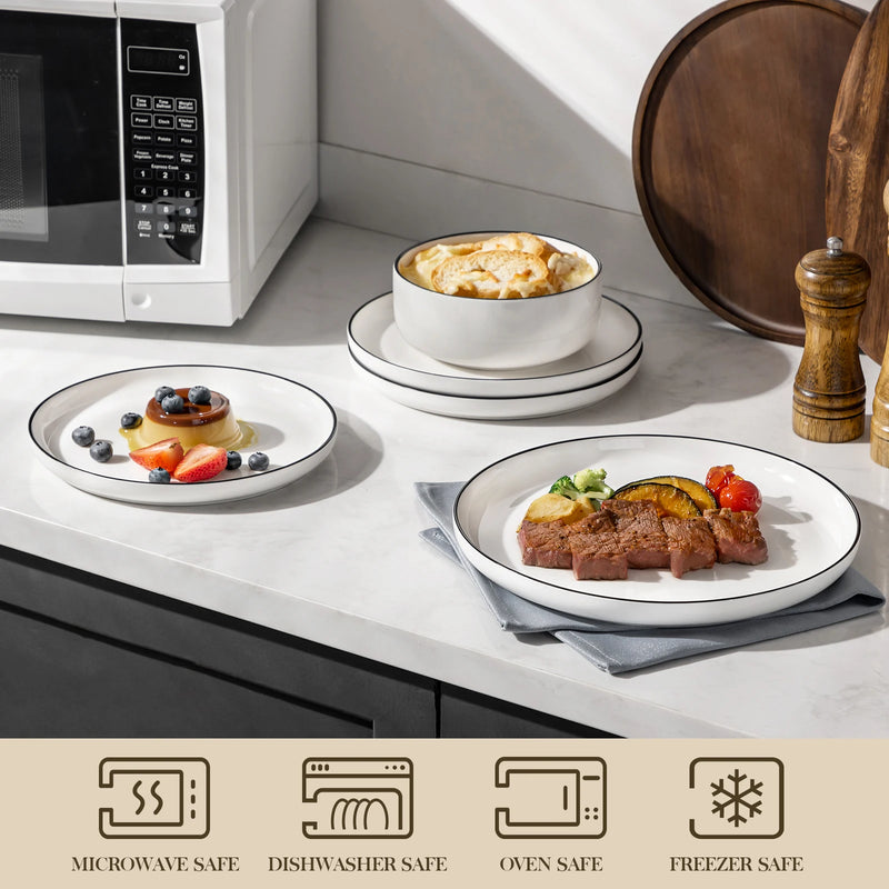 Service de table porcelaine bordure style moderne 4 personnes