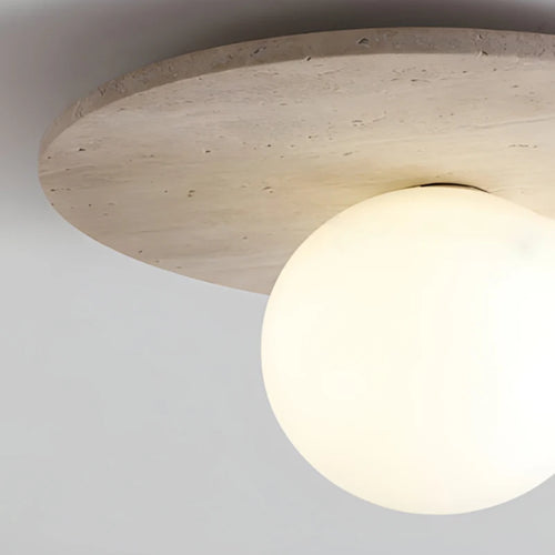 plafonnier rond simple en marbre avec ampoule en verre pour restaurant