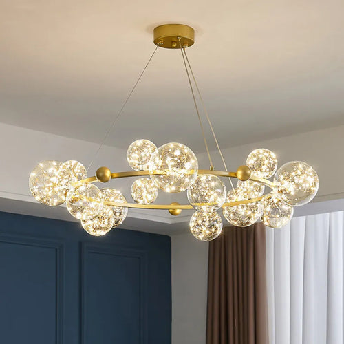 LED-Kronleuchter Sternenhimmel nordisch Glaskugel dimmbar - vue 2 sur 14
